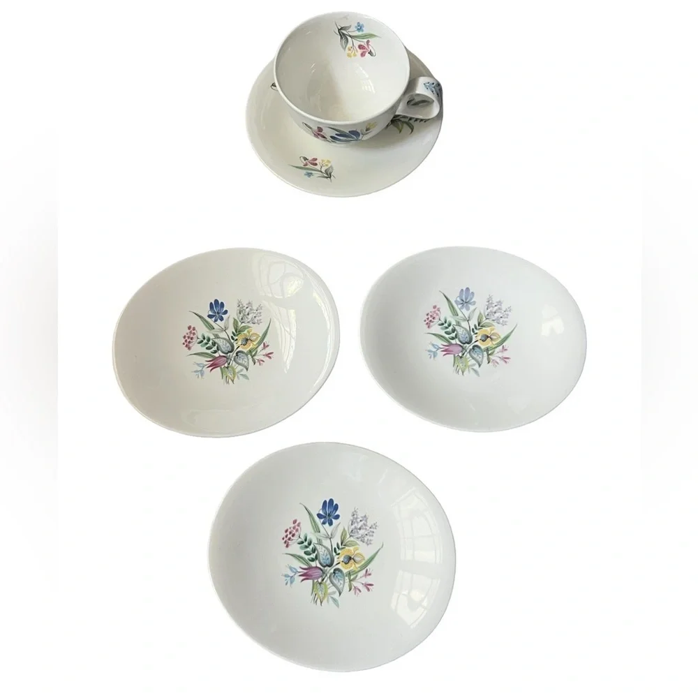 3 Hall Hallcraft Eva Zeisel Bouquet Bread & Butter Oval Plate + Teacup & Saucer